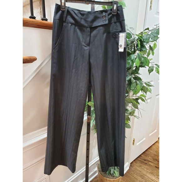 Larry Levine Women Black Polyester & Rayon Mid Rise Straight Legs Dress Pants 6 - Picture 1 of 12